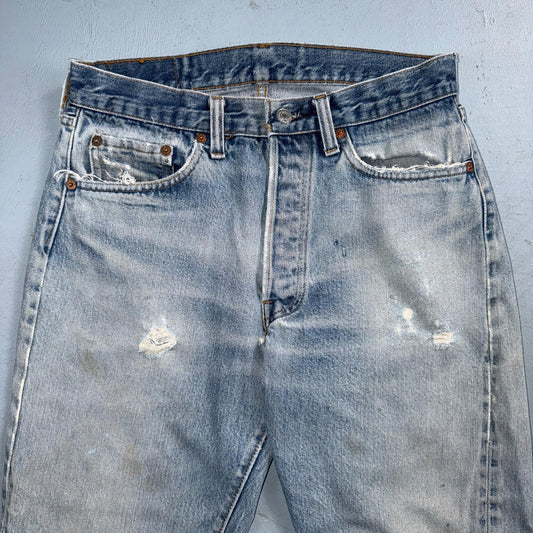 Levis 501 Vintage 80s Redline Selvedge USA XX Jeans Light Wash 31x36 Act 28x30