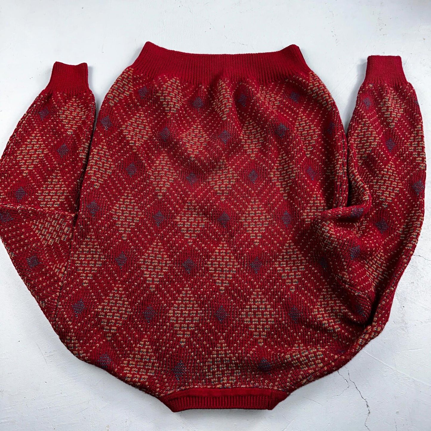 Pendleton VTG 100% Wool Sweater Mens L Argyle Red Oregon USA Preppy Christmas