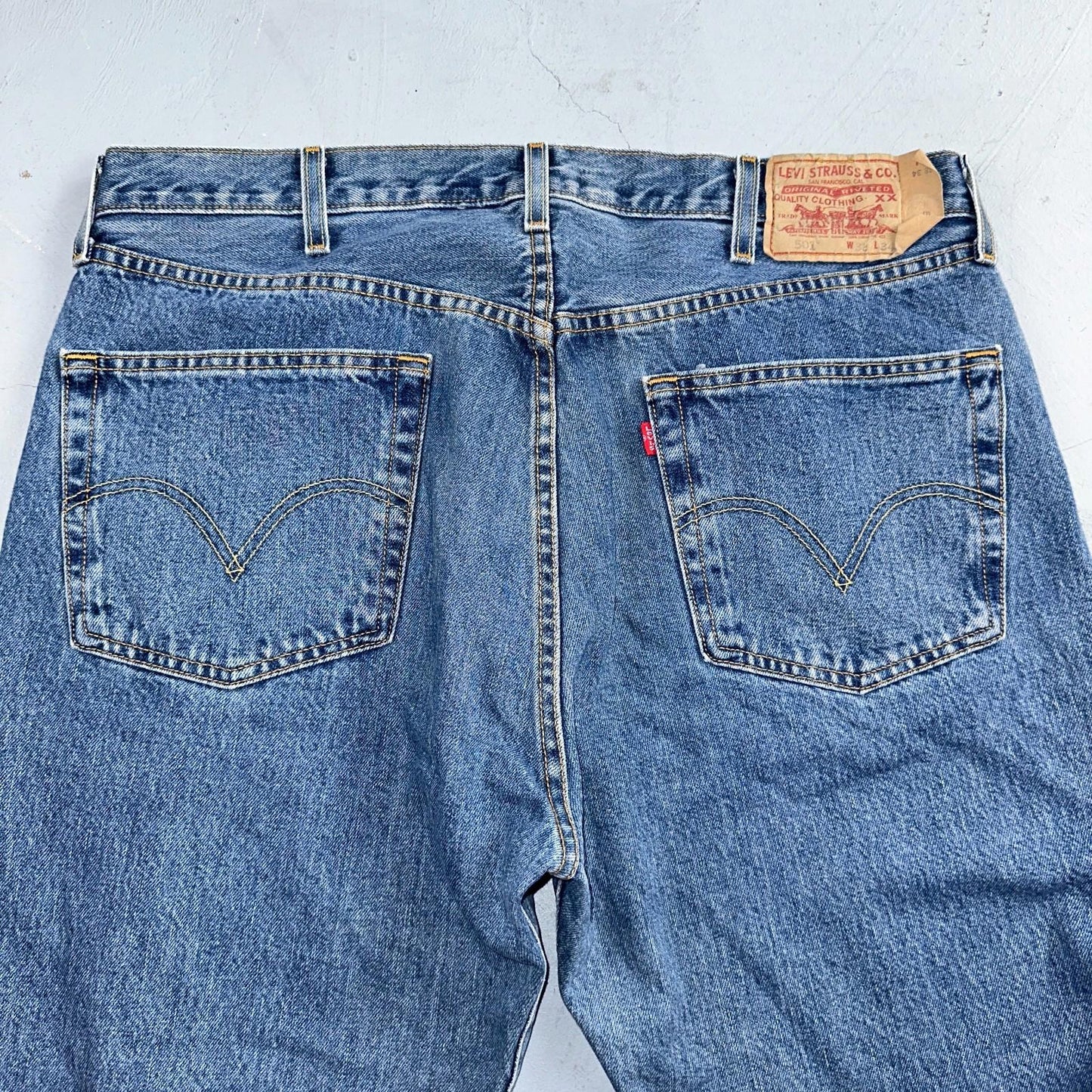 Levis 501 Vintage Y2K 90s XX Straight Leg Jeans Blue Med Wash 38x34 Act 37x33