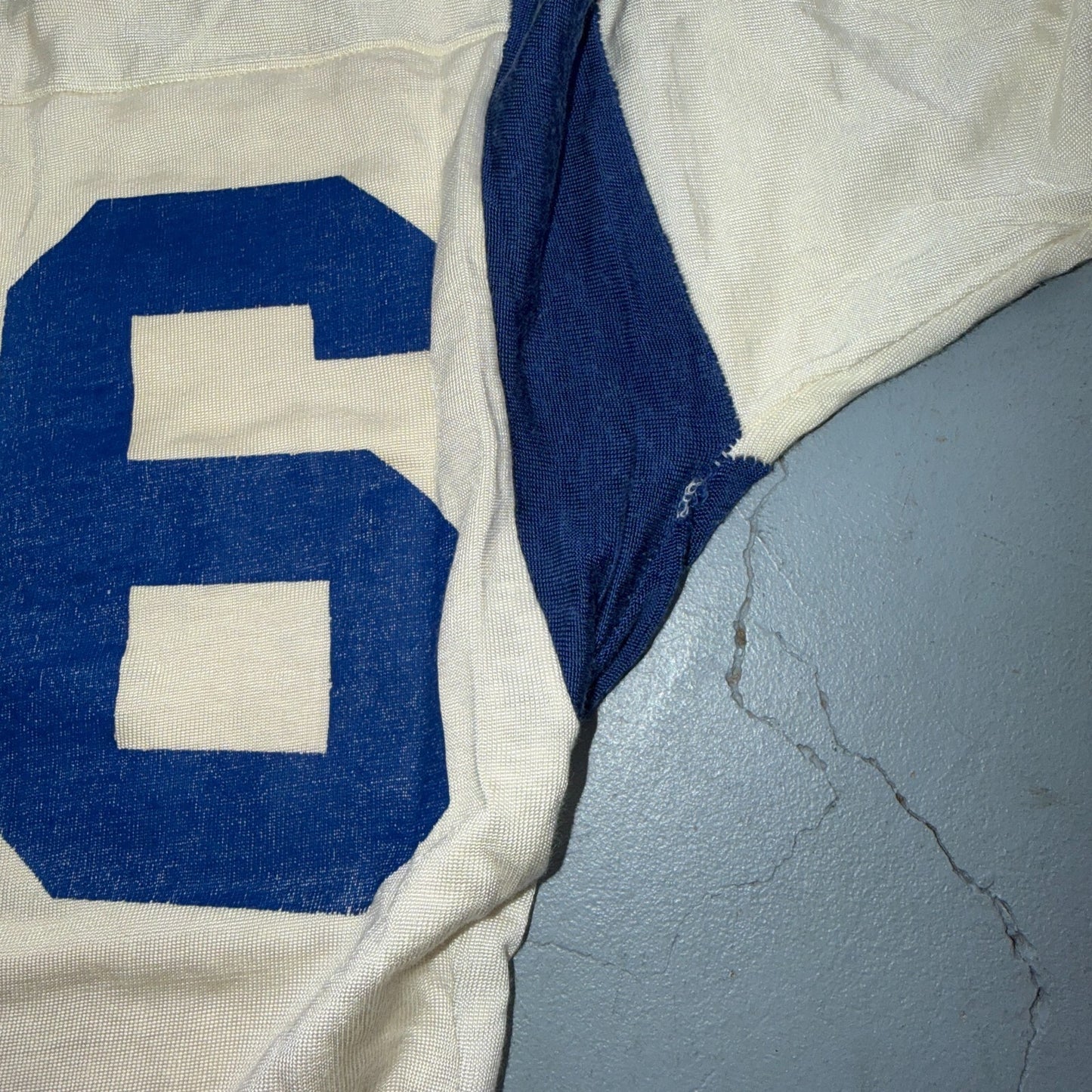 VTG Rawlings Football Jersey 26 White Blue USA Athletic T Shirt 1960s Rockabilly