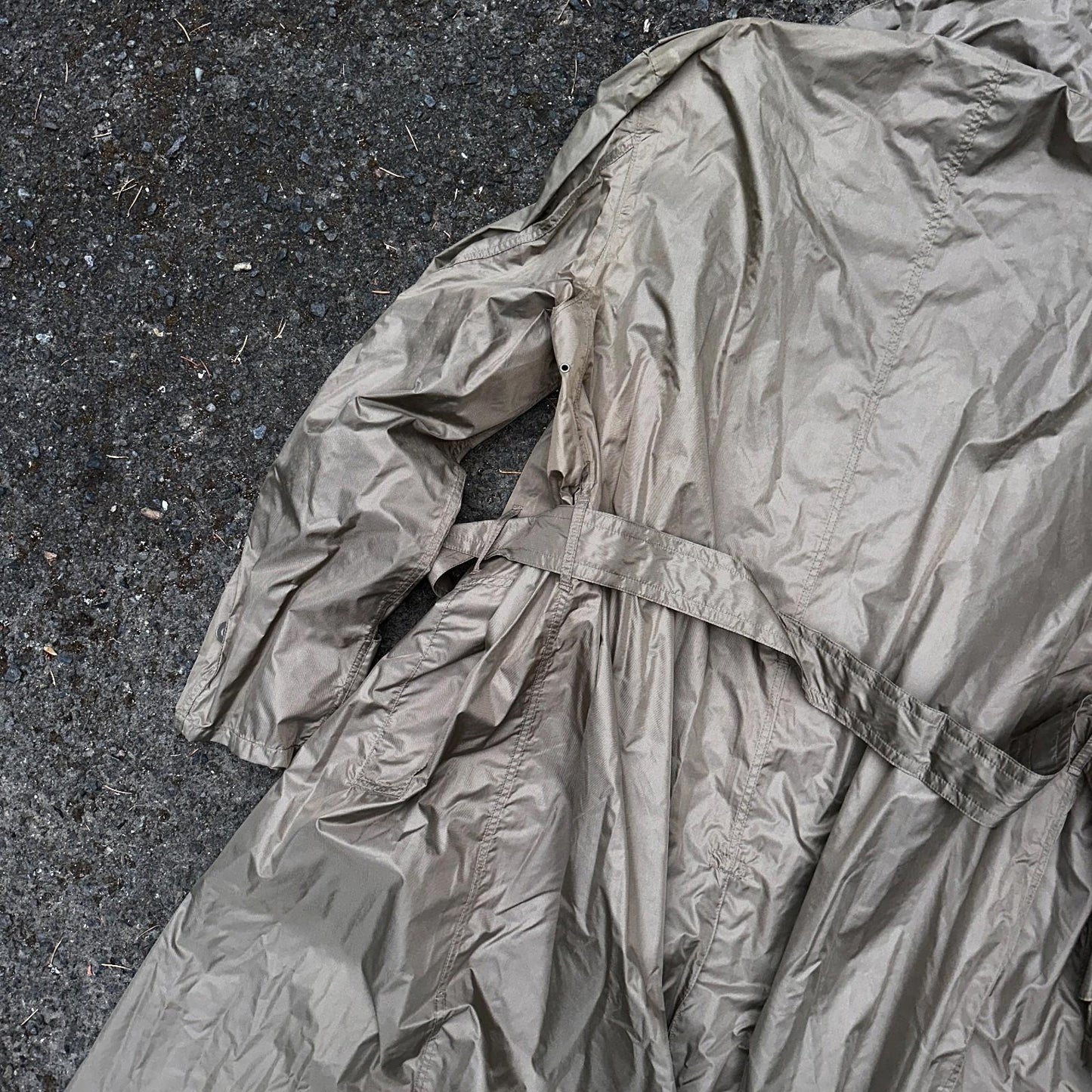 VTG 1958 US Army Mans Raincoat Nylon Taupe Shade 179 Military Uniform Mens 38L