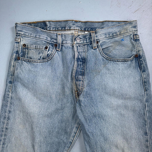 Levis 501 Vintage Y2K 90s XX Straight Leg Jeans Blue Light Wash 33x34 Act 32x32