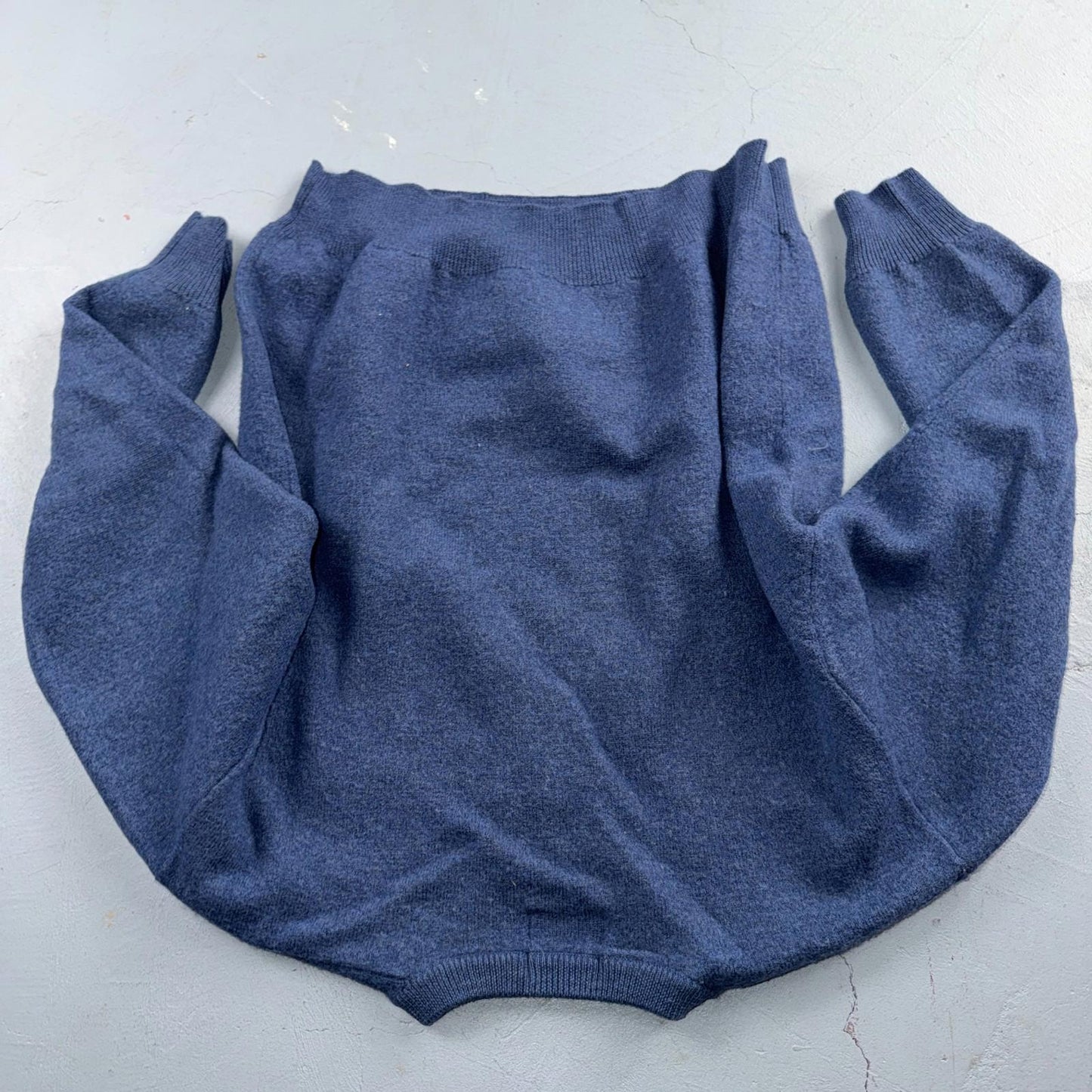 Patrick James Viyella V Neck Pullover Sweater 100% Merino Wool XL Shrunk Blue