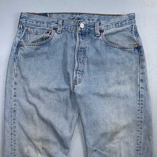 Levis 501 Vintage 90s USA XX Straight Leg Jeans Blue Light Wash 34x34 Act 33x33