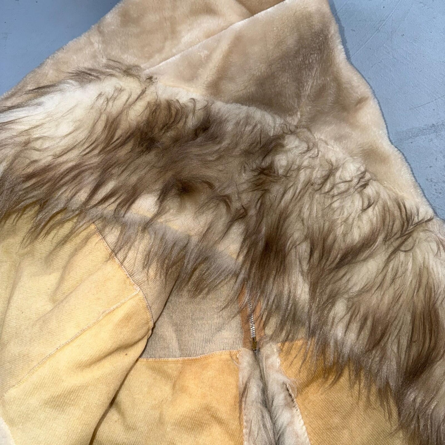 Vintage 1960s Beige Faux Fur Trim Kimono Poncho One Size Rockabilly 60s Penney