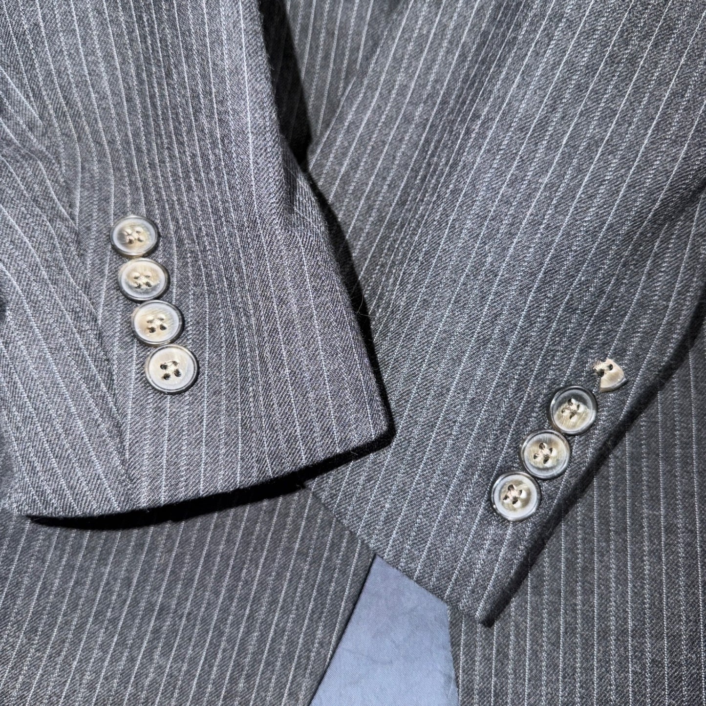VTG 80s Christian Dior 3 Piece Suit 3pc Wool Gray Pinstripe 40 34x32 Pants Vest