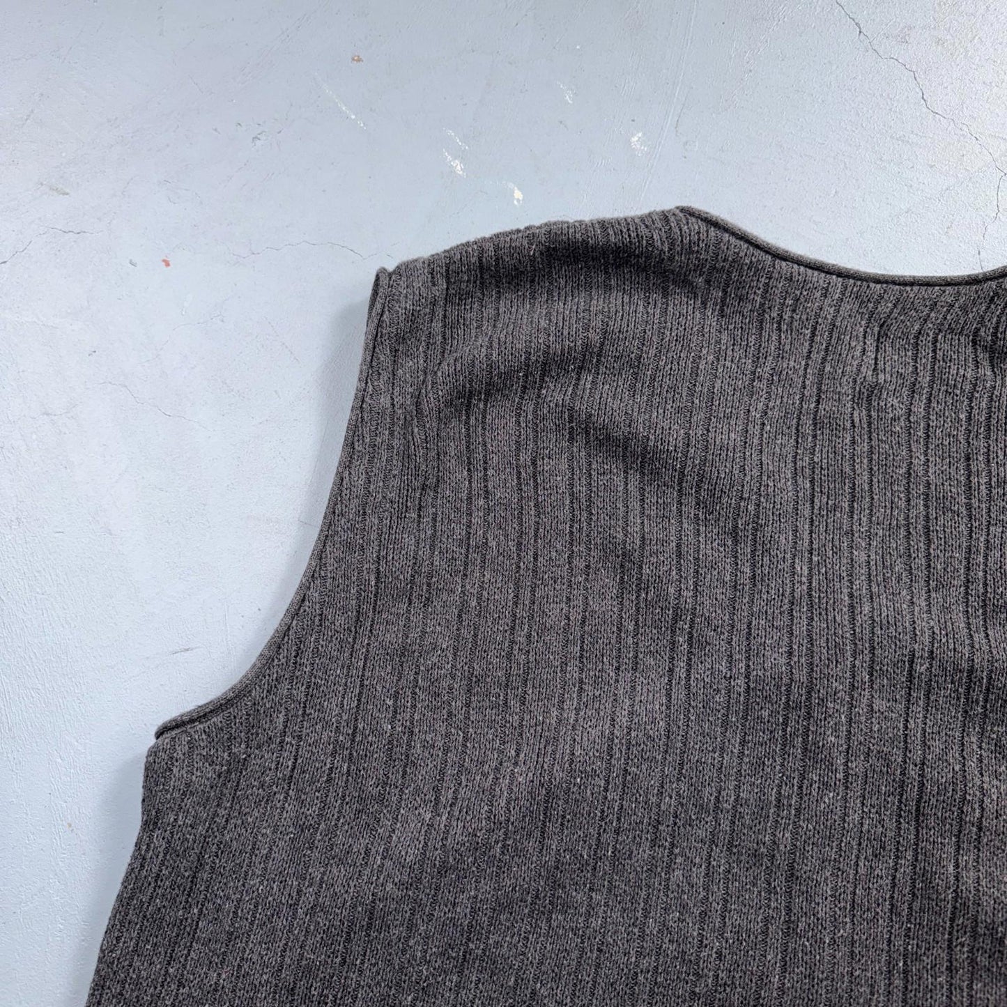 VTG Men's XL Knit Vest Sleeveless Button Up Gray Old Glory Grandpacore Work 90s