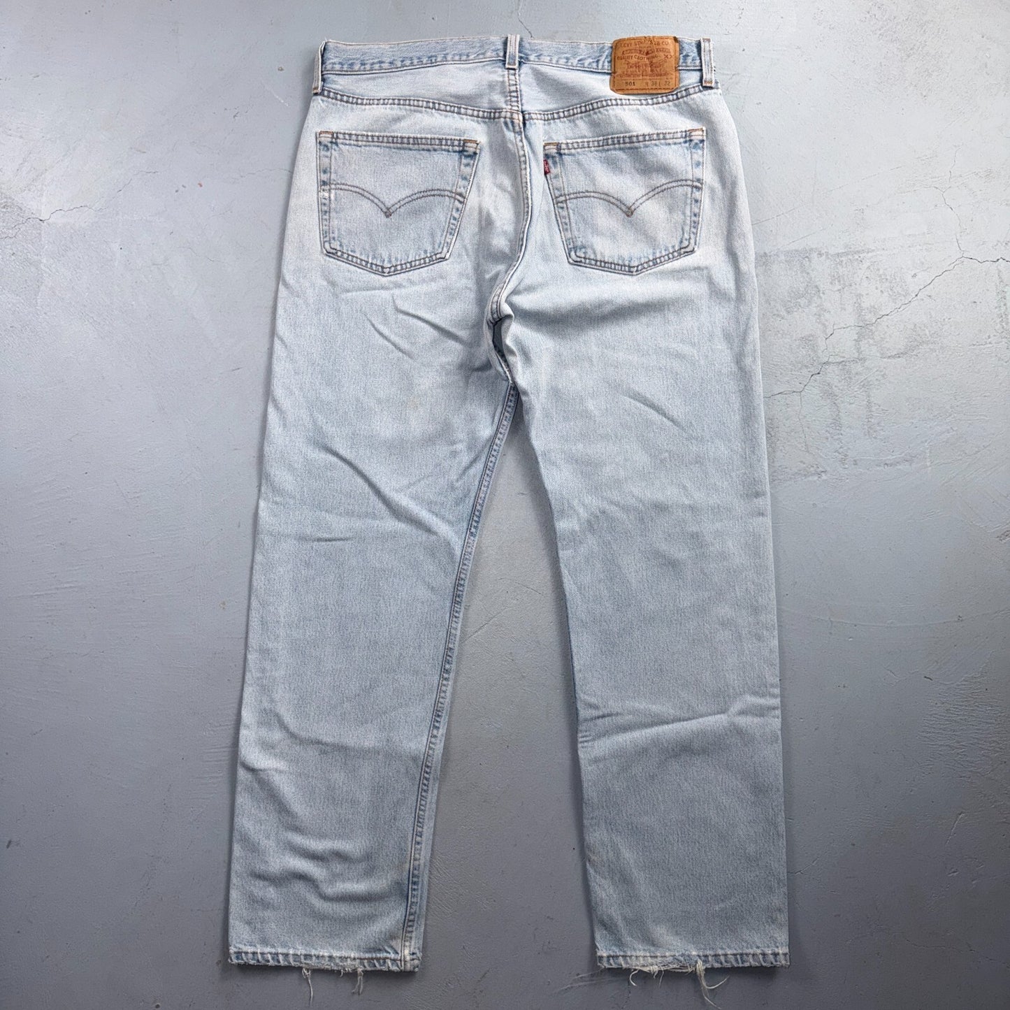 Levis 501 Vintage 90s USA XX Straight Leg Jeans Blue Light Wash 38x32 Act 36x30
