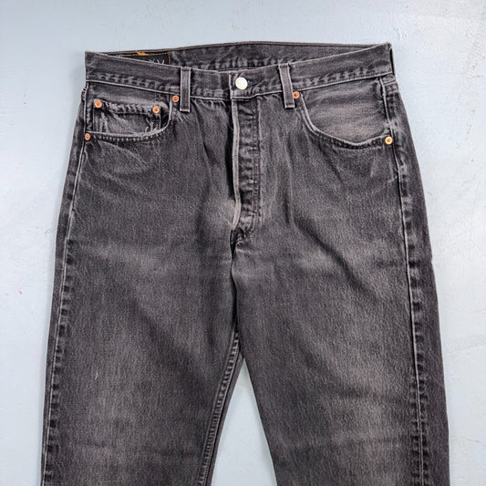 Levis 501 Vintage 90s USA XX Straight Leg Jeans Black Light Wash 34x34 Act 33x30