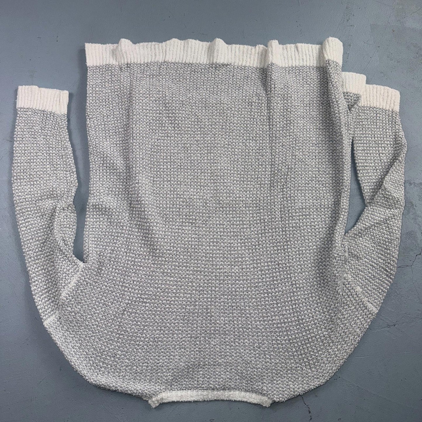 Eileen Fisher 100% Organic Cotton Oversized Sweater Size XS Grey White