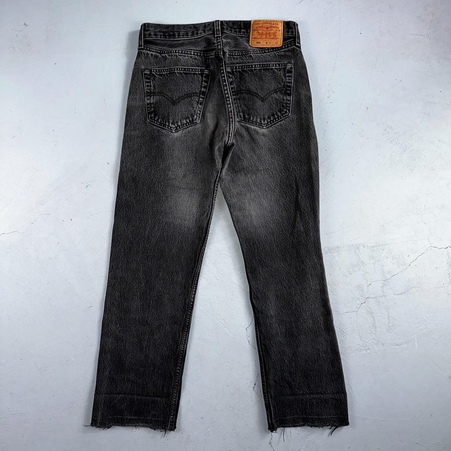 Levis 501 Vintage 90s USA XX Straight Leg Jeans Black Light Wash 32x36 Act 30x27