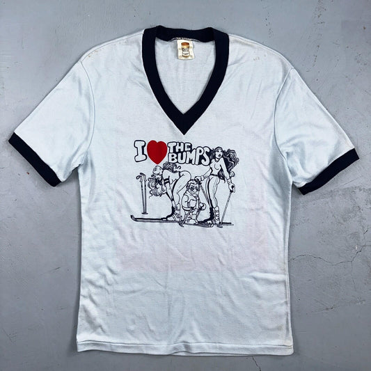 Peanut Butter Fashions 1970s VTG T Shirt I Love The Bumps Rare Funny Graphic Ski