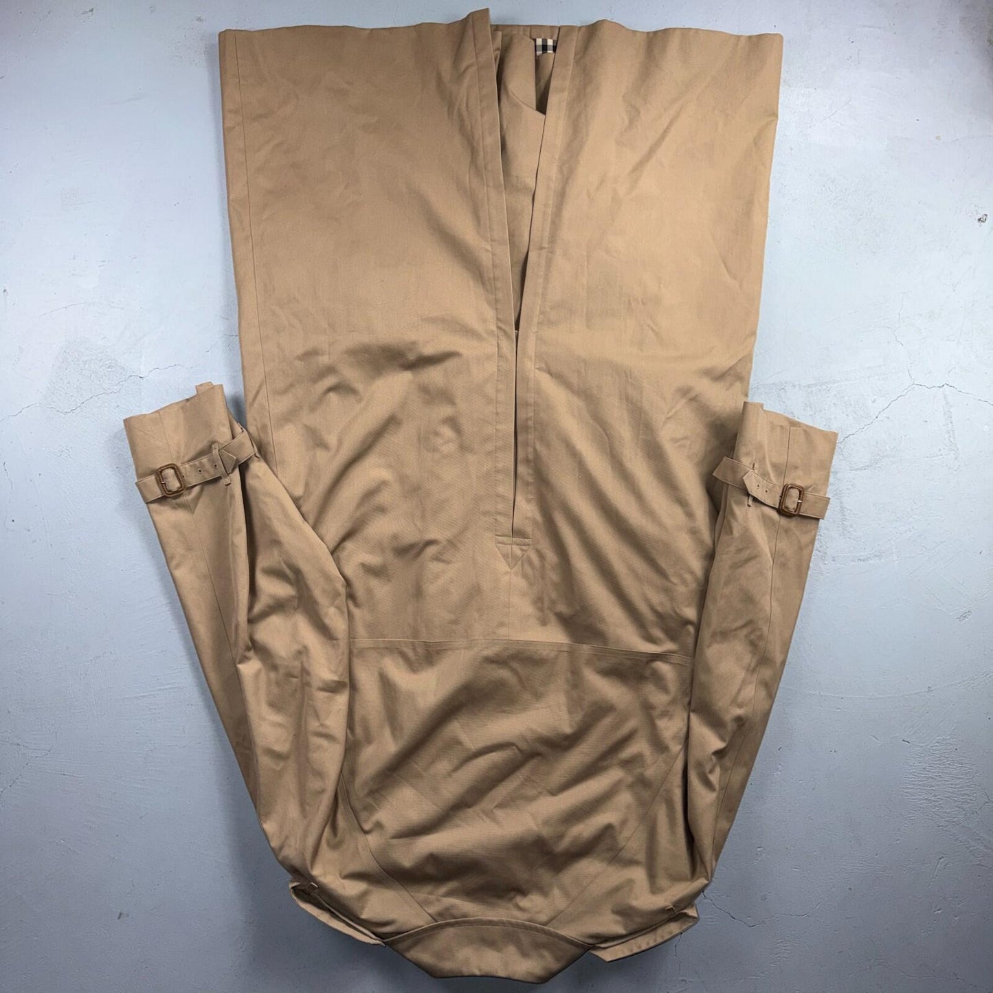 Burberry Mens 42L Trench Coat Jacket Camel Hair Double Breasted Wool Liner VTG