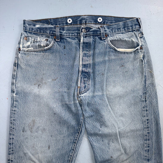 Levis 501 Vintage 80s USA XX Straight Leg Jeans Blue Light Wash Act 34x32