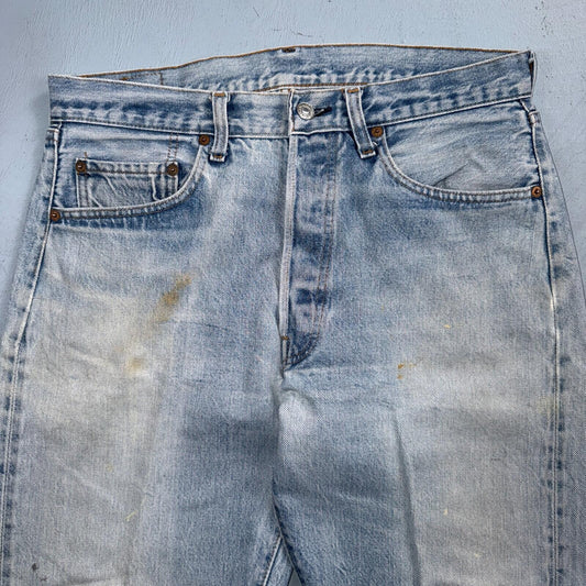 Levis 501 Vintage 80s Redline Selvedge USA XX Jeans Light Wash 34x32 Act 32x29