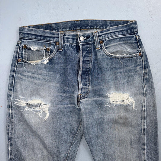 Levis 501 Vintage 80s Redline Selvedge USA XX Jeans Light Wash 31x27 Skinny