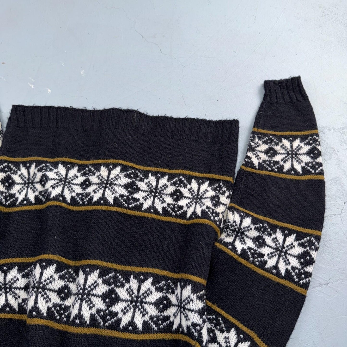 Jantzen Vintage Sweater Pullover Patterned Black Cardigan Size 36 Made USA 60s