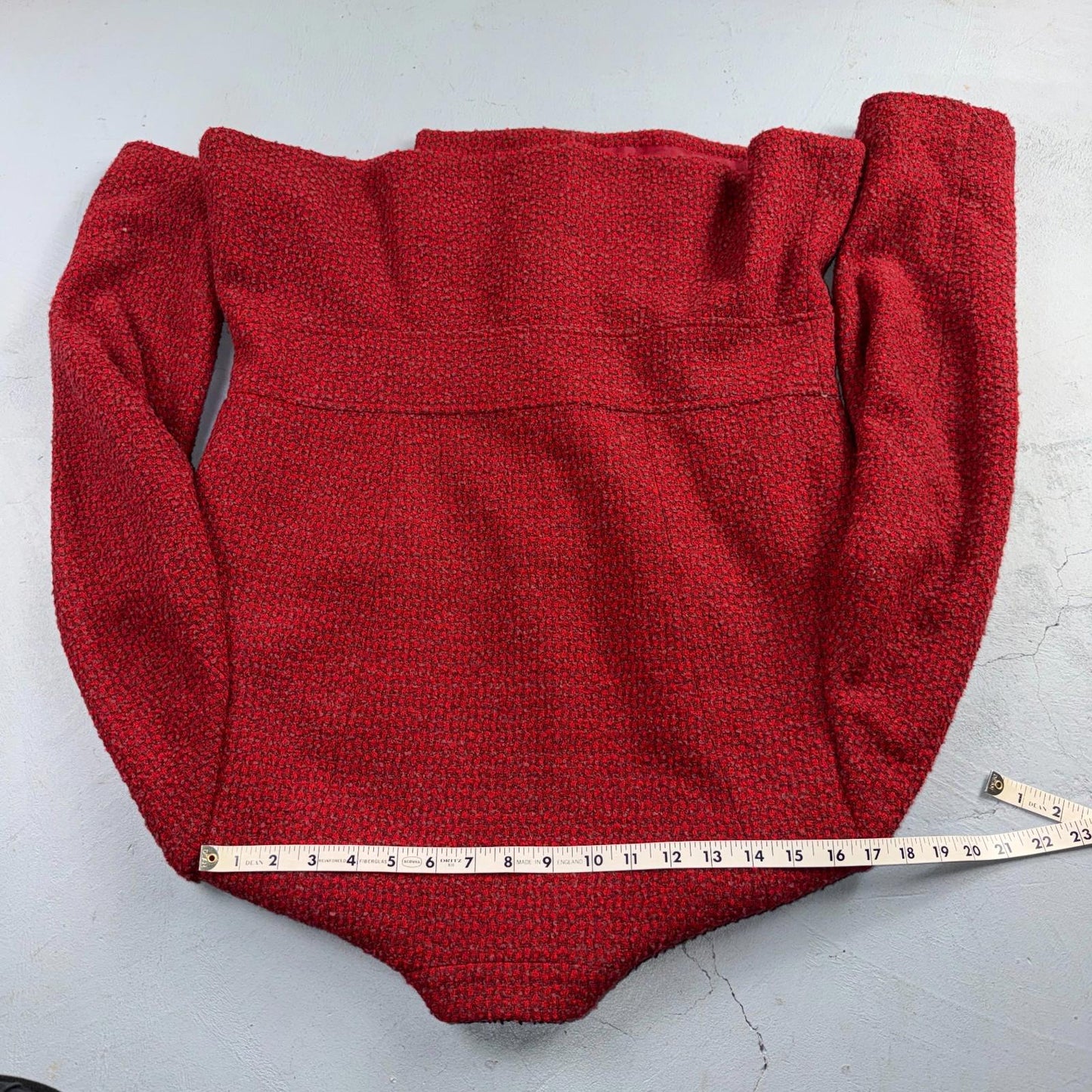 VTG 90s Norm Thompson Womens Red Jacket Blazer Wrap Wool Size 12 Casual Chic