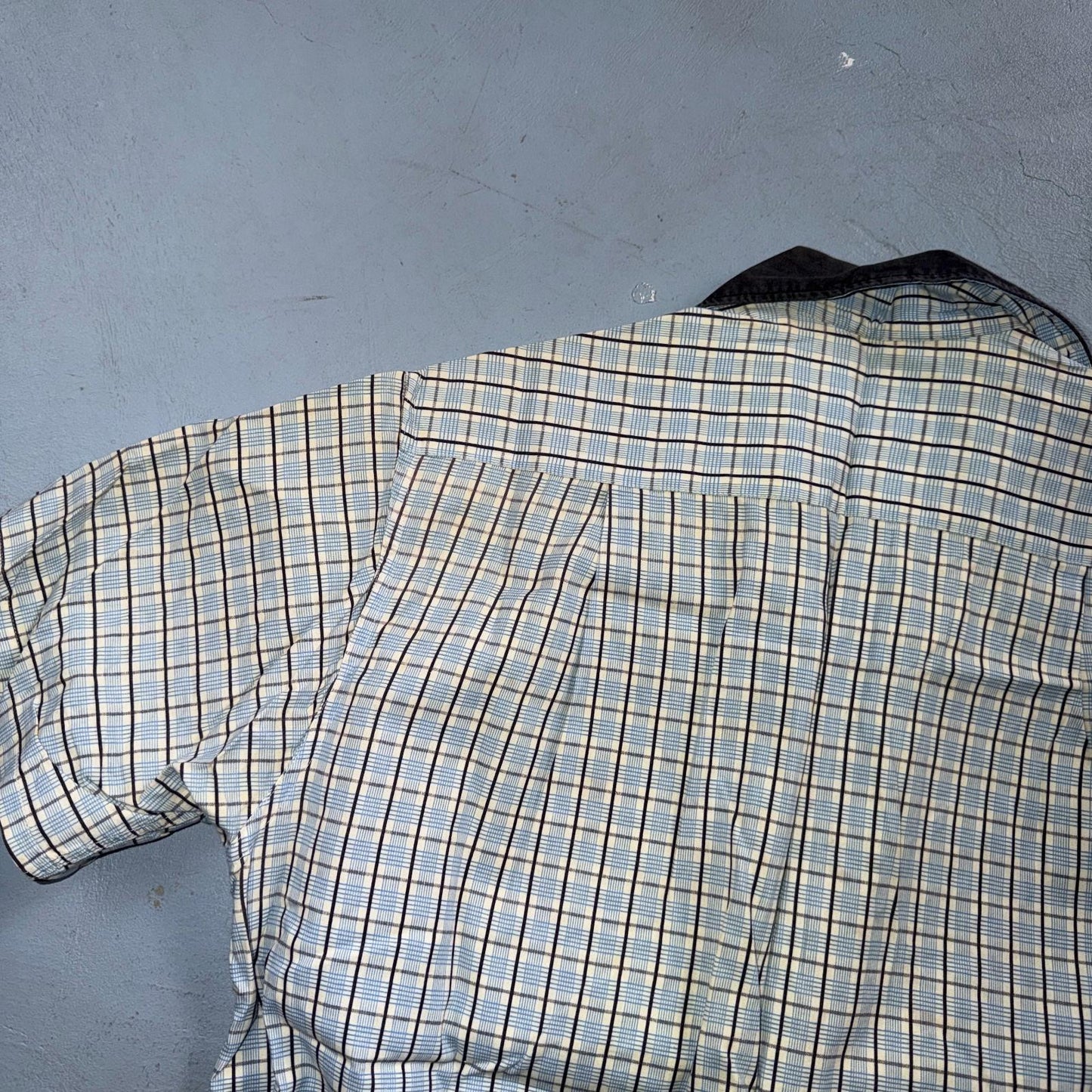 Vintage 1950s Loop Collar Truval Cotton Rockabilly Shirt Small Checkered 50s 60s