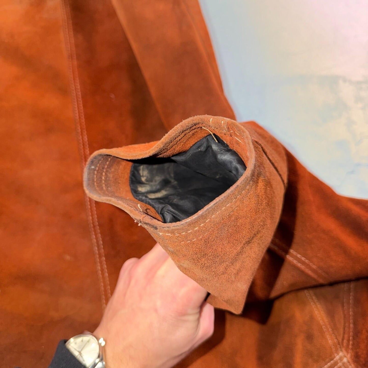 Buckboard Vintage Suede Leather Western Jacket Snap Buttons Men’s Size 44