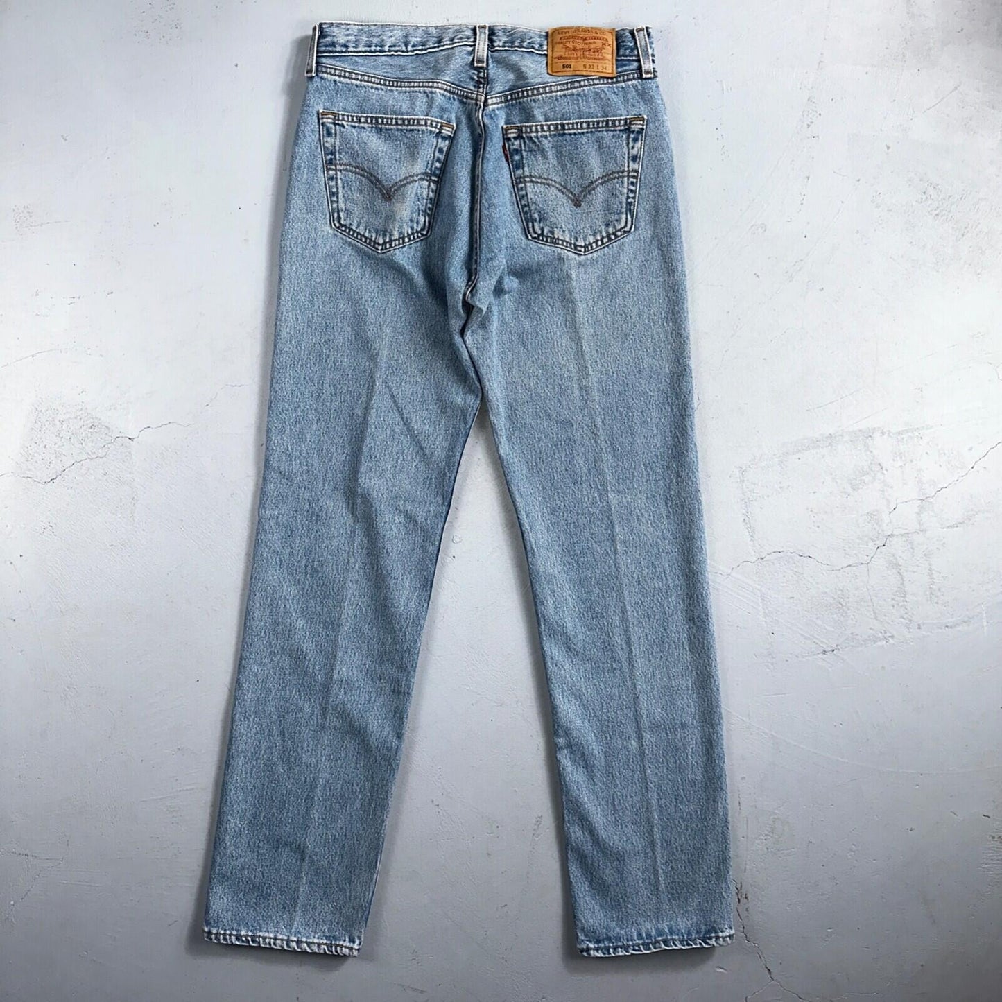 Levis 501 Vintage 90s USA XX Straight Leg Jeans Blue Light Wash 33x34 Act 30x33