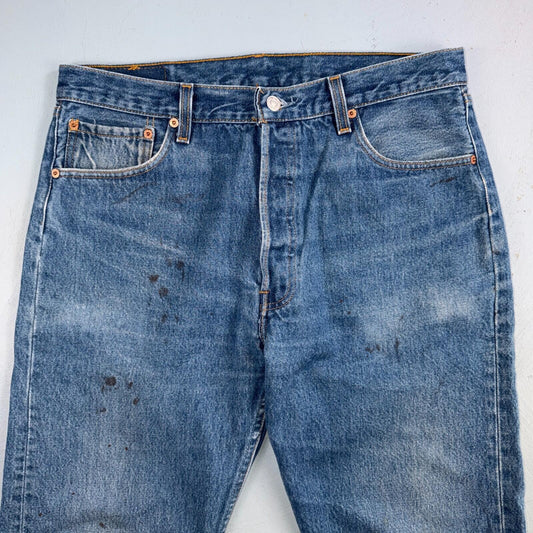 Levis 501 Vintage 90s USA XX Straight Leg Jeans Blue Med Wash 36x34 Act 33x30