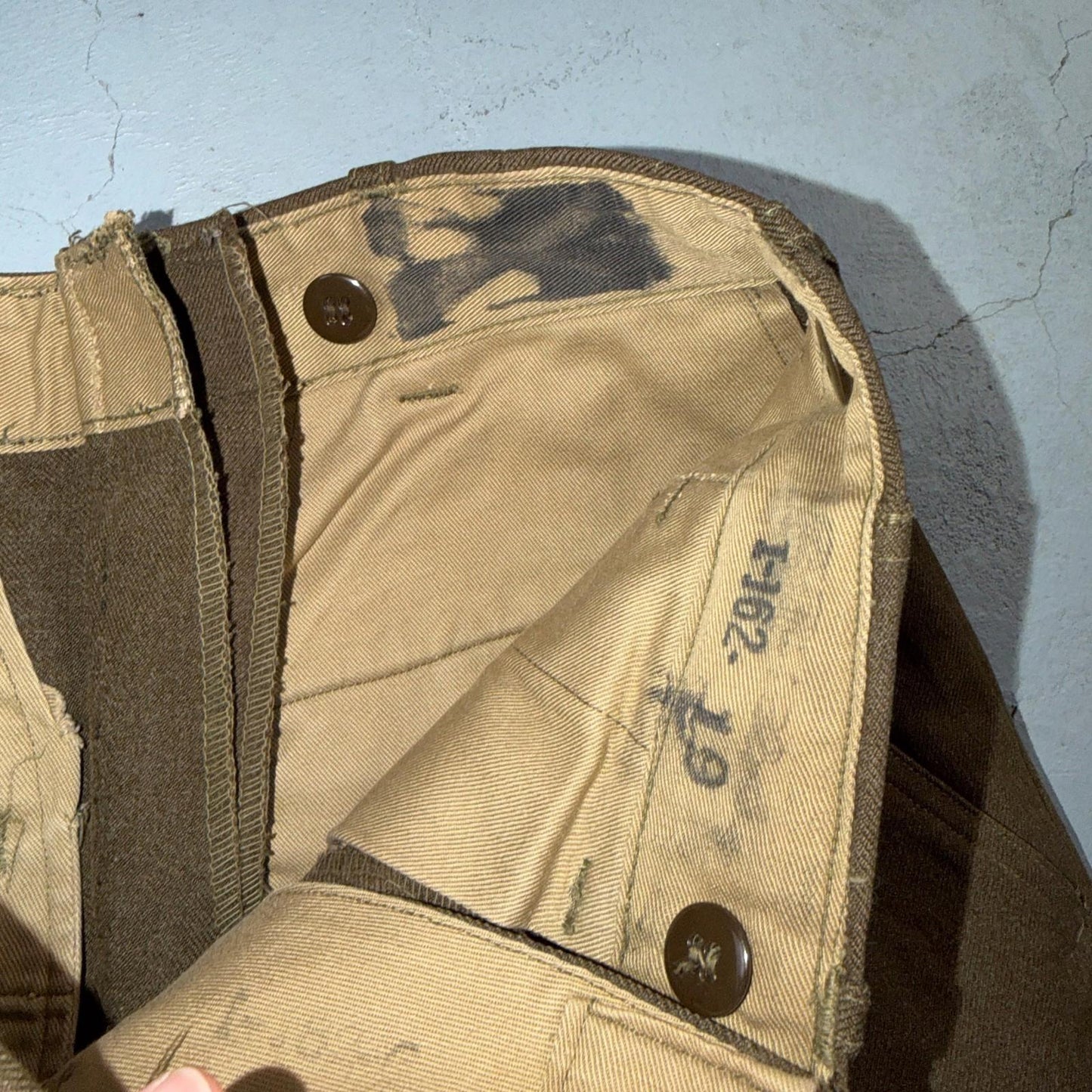 Vintage Military Pants Trousers Medium Regular 50s 40s Brown Wool Mens 30x31