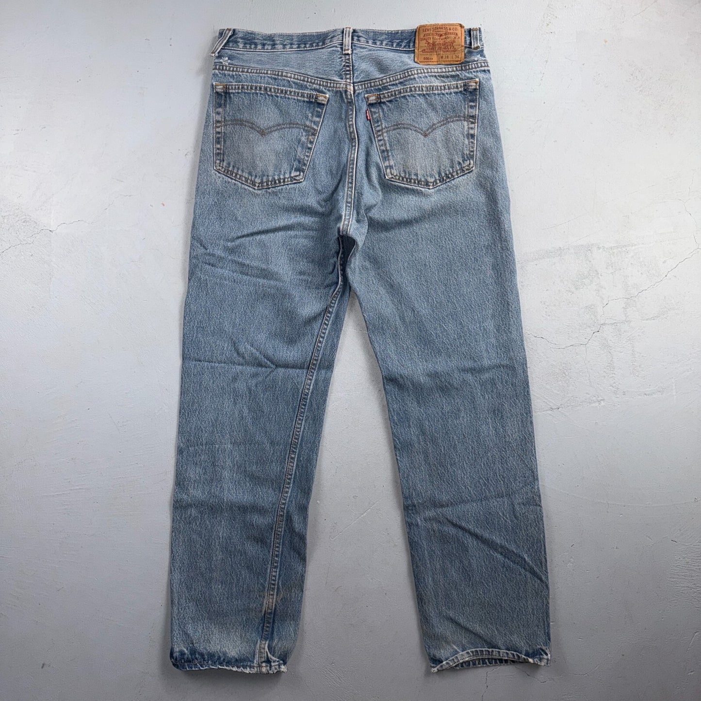 Levis 501 Vintage 80s USA XX Straight Leg Jeans Blue Light Wash 38x34 Act 35x30
