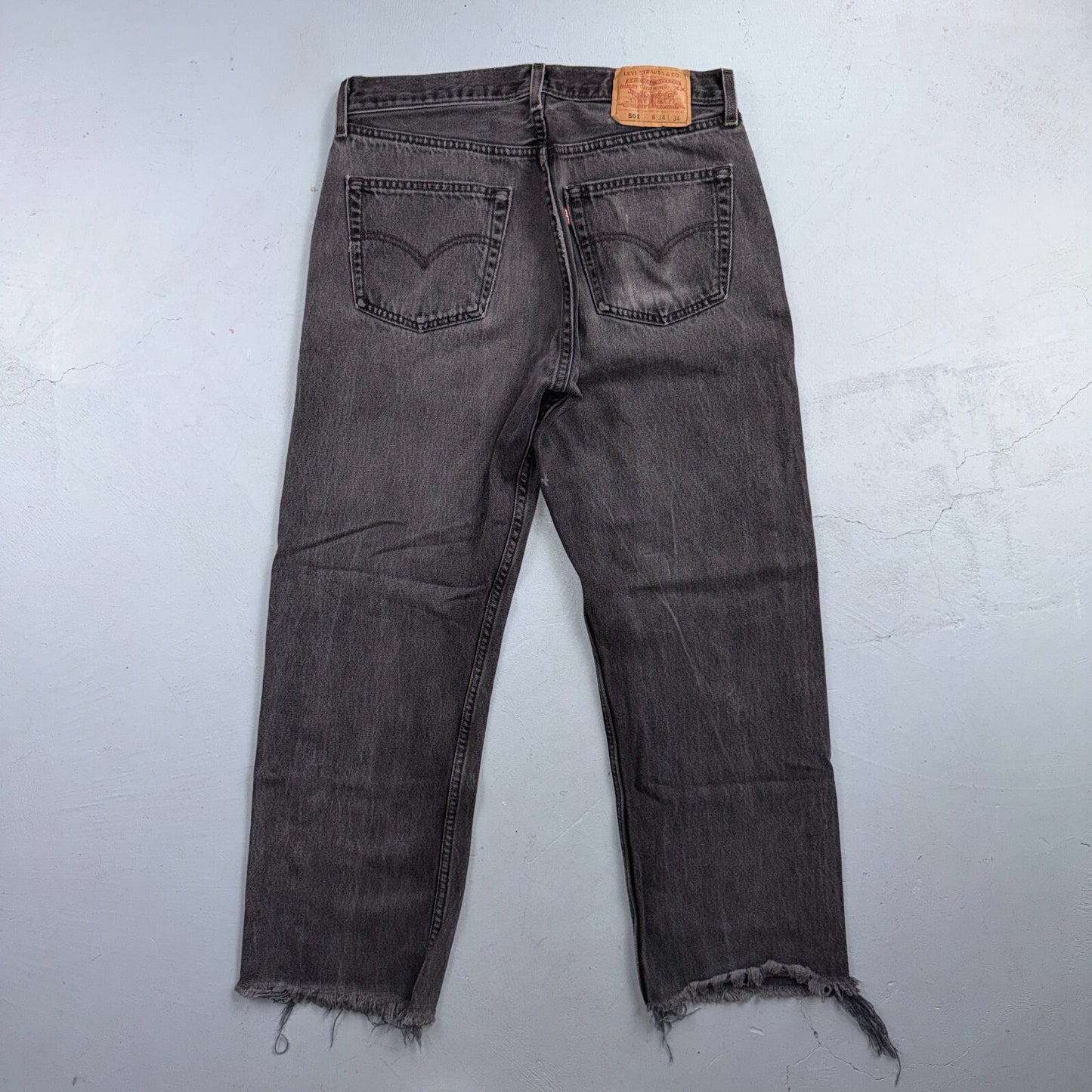 Levis 501 Vintage 90s USA XX Straight Leg Jeans Black Light Wash 34x34 Act 31x27