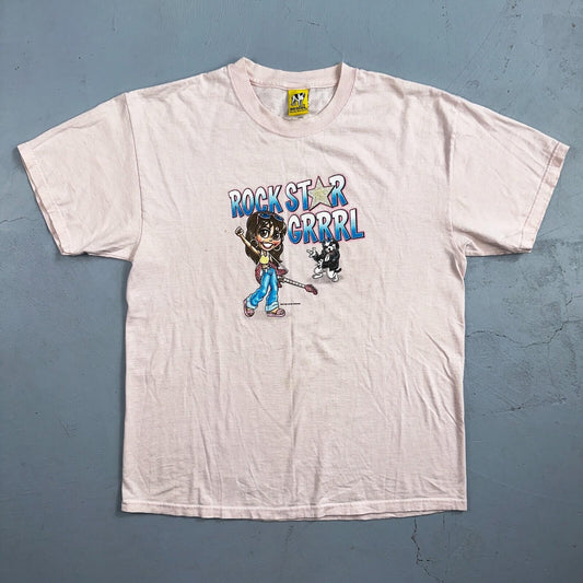Big Dogs Rock Star GRRRL Girl Y2K VTG T Shirt Bratz Dolls 2000s Pink Cute Punk