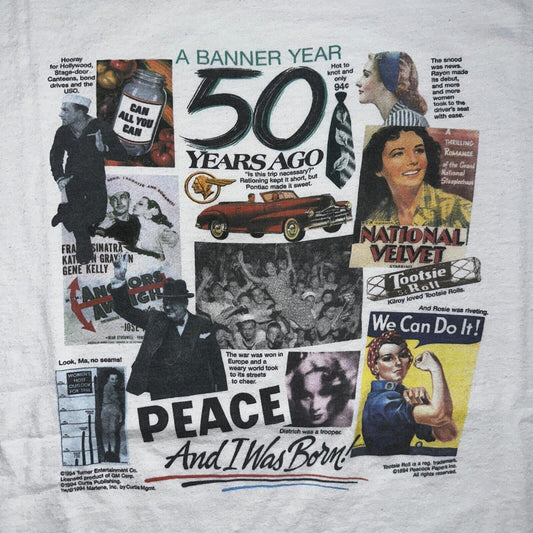 Pop Art 50 Years VTG T Shirt Peacock Banner Rare Single Stitch XL Rockabilly