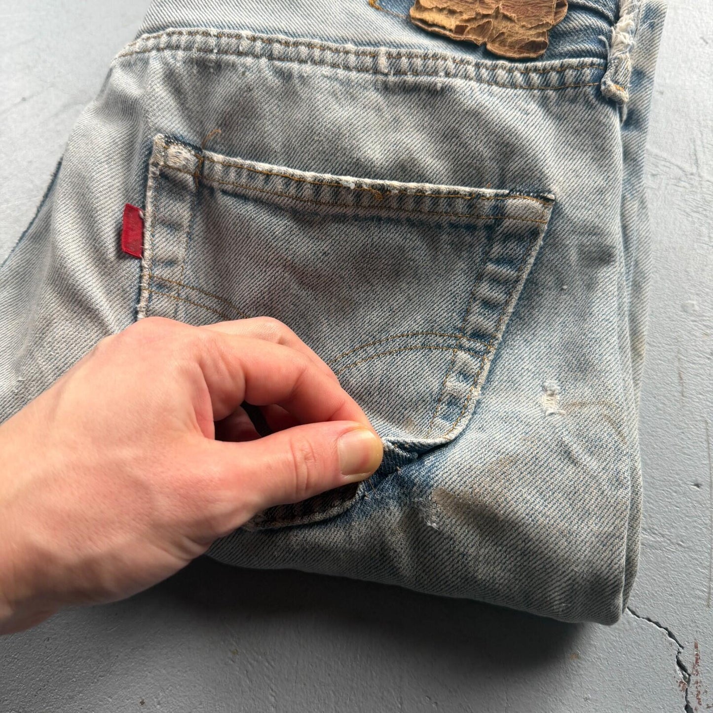 Levis 501 Vintage 80s Redline Selvedge USA XX Jeans Thrashed 32x36 Act 30x32