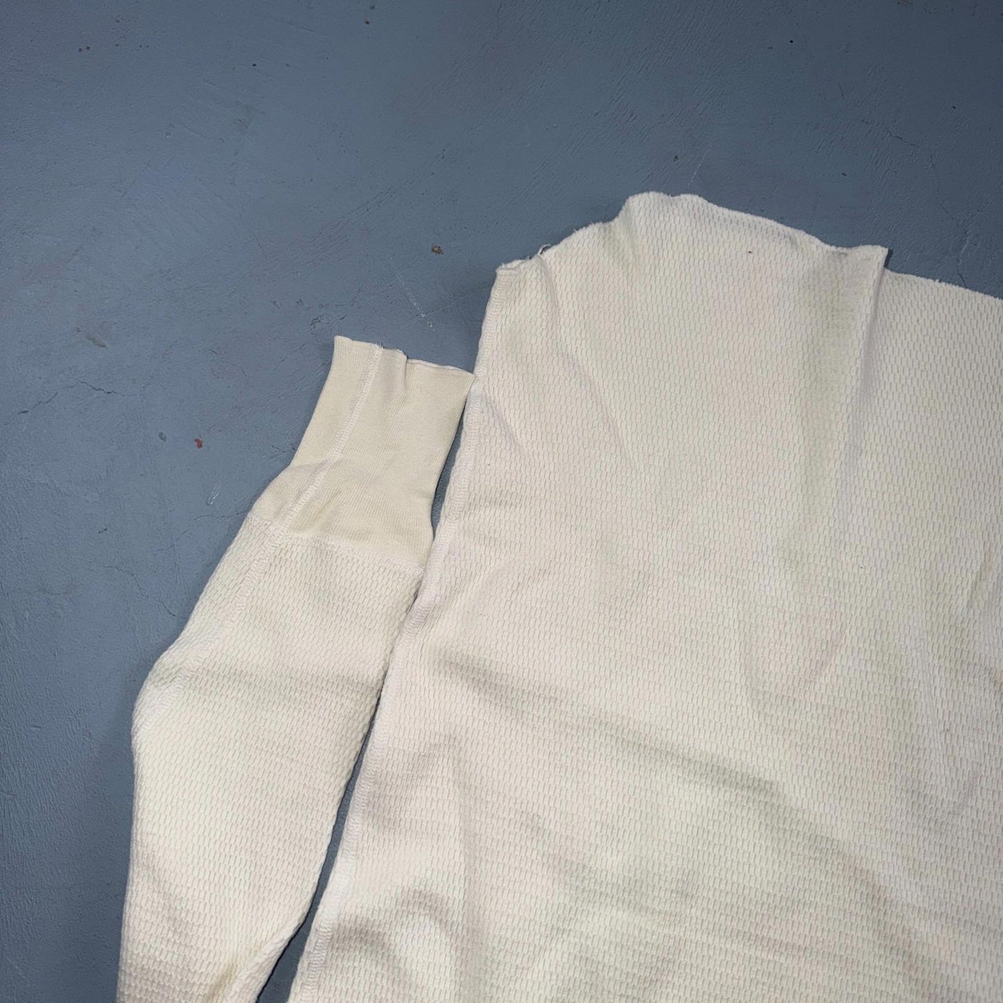Jockey VTG 1960s Shirt Ivory Waffle Knit Thermal Underwear Long Sleeve XL