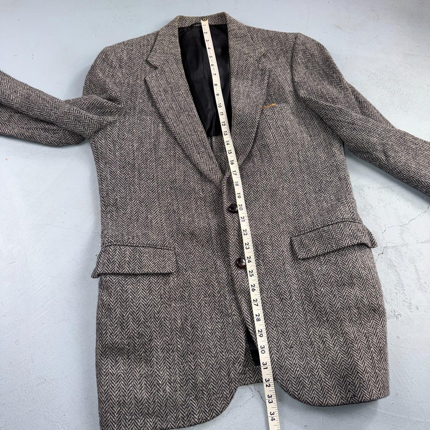 Harris Tweed Stafford Vintage 40 Blazer Gray Herringbone Wool Sport Coat USA