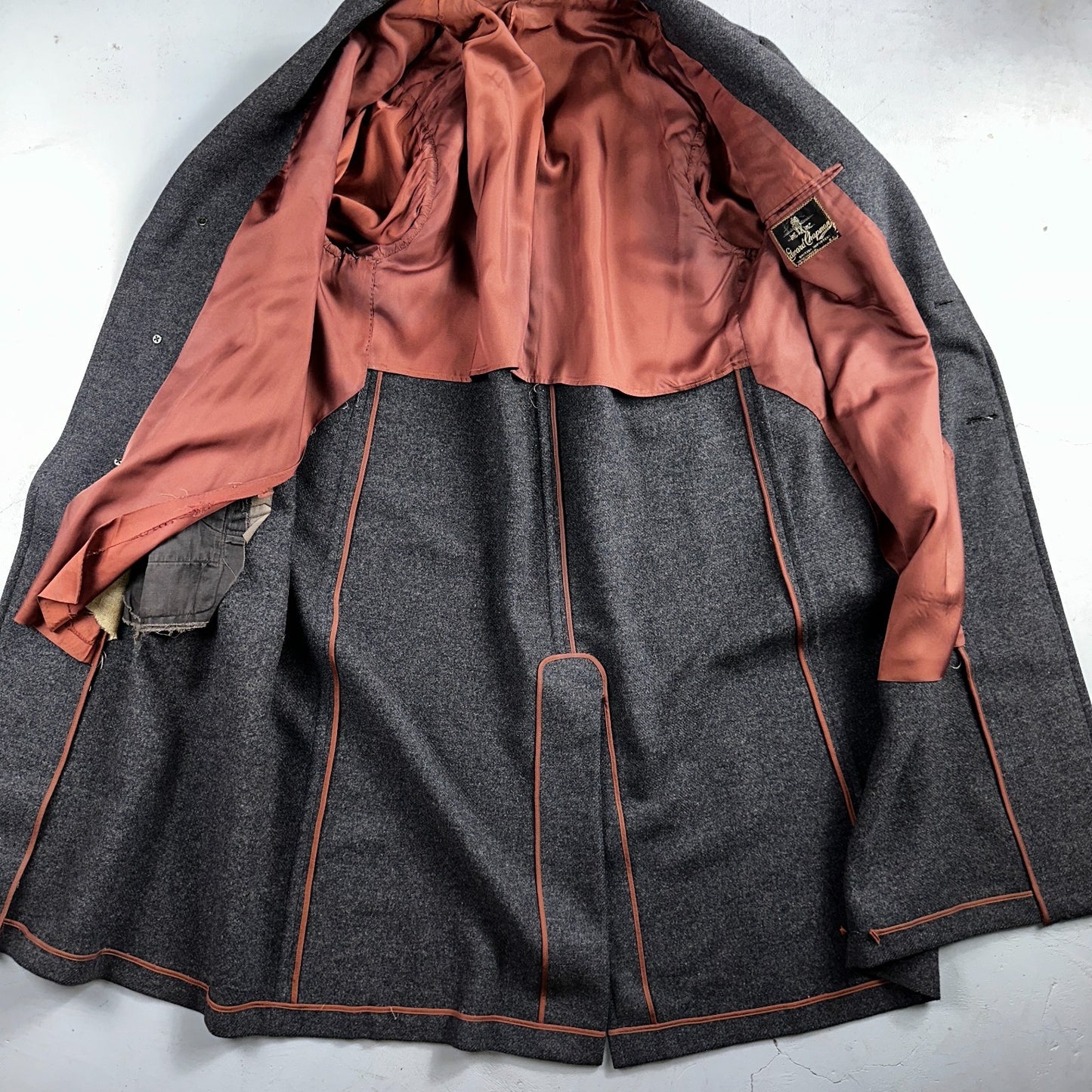 VTG Edward Chapman 1948 Vancouver BC Mens Overcoat Long Coat WWII 1940s Wool