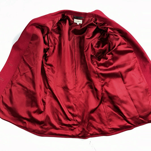 LL Bean Blazer Women's Size 14 Red Wool Cashmere Vintage USA