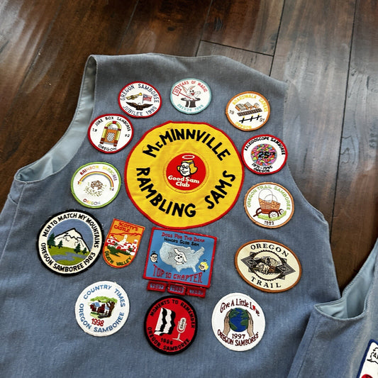 Vintage Rockabilly Patchwork Vest Lot Pins 2 Patches Rare Oregon McMinnville PDX
