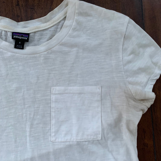 Patagonia Womens Small Basic White T Shirt Sports Gym USED Blank Nordstrom