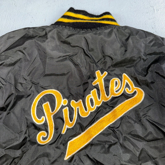 Vintage Pittsburgh Pirates Starter Satin Jacket Nylon 80s Black Chainstitch Duke