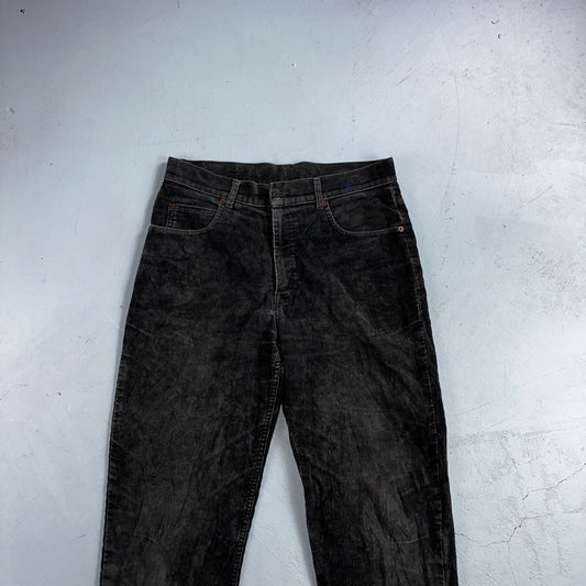 Levis Vintage 630 30x27 Corduroy Trousers Black Straight 90s Missing Button