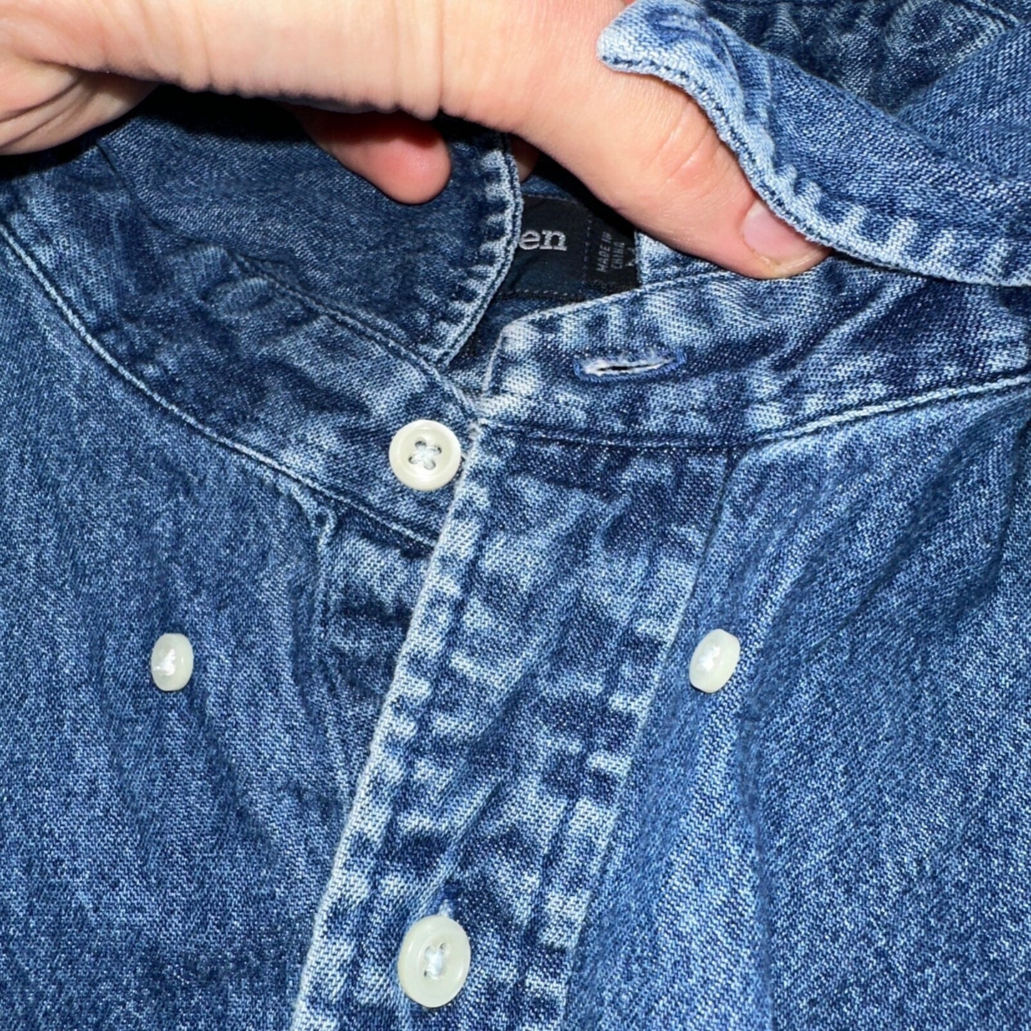 Polo Ralph Lauren Denim Blaire Button Front Oxford Shirt XL Vintage 90s