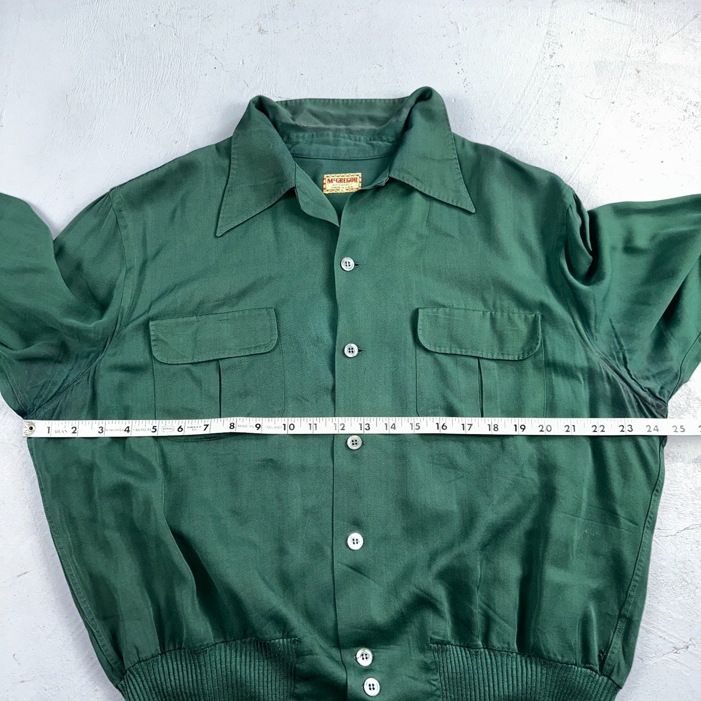 Vintage 1940s McGregor Gabardine Ricky Jacket Button Up Bottle Green 40s Rare
