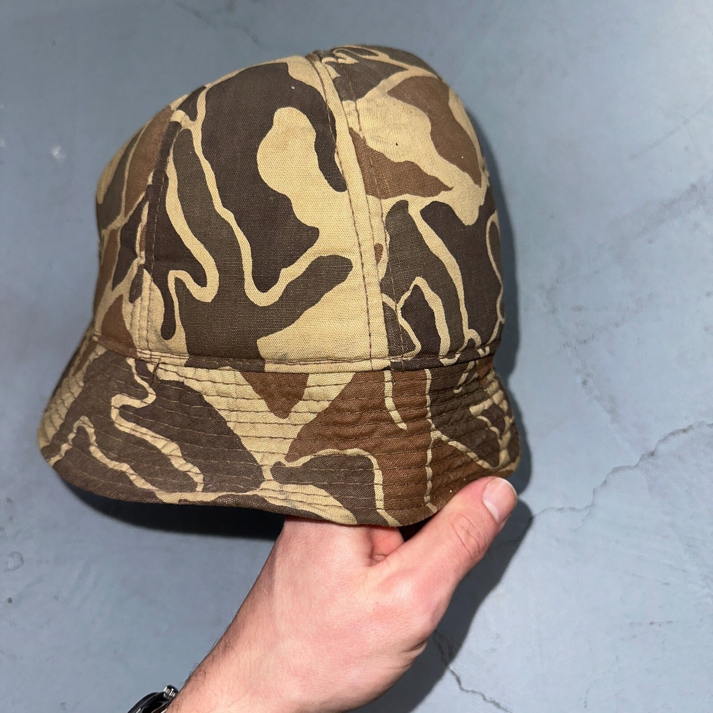 Frogskin Hunting 70s Fisherman Vintage Hat Bucket POST WWII Frog Skin USMC Camo