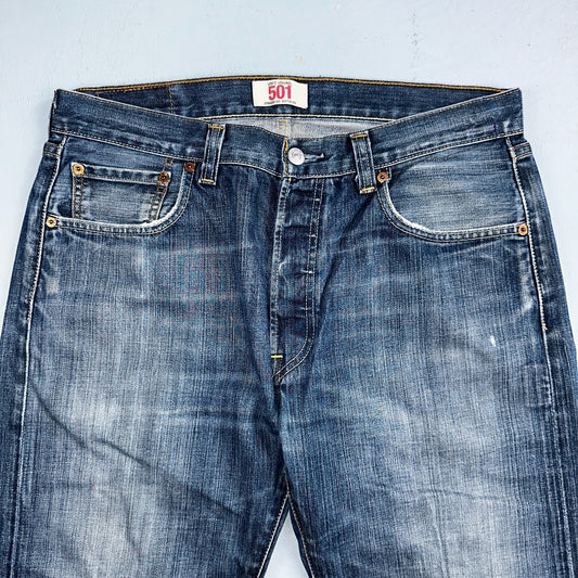 Levis 501 Vintage Y2K XX Straight Leg Jeans Blue Med Wash 34x34 Act 33x27