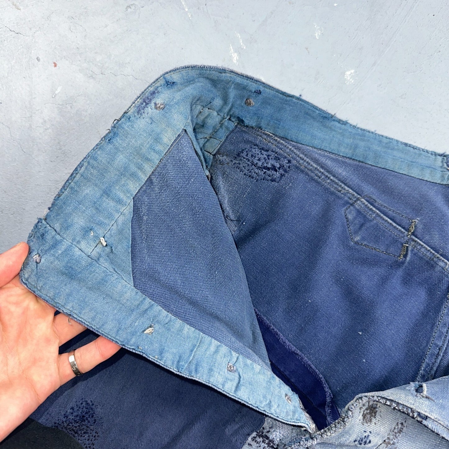 Vintage 1930s 1940s Buckleback Pants Denim Navy Blue Dungaree 30s 40s Rockabilly