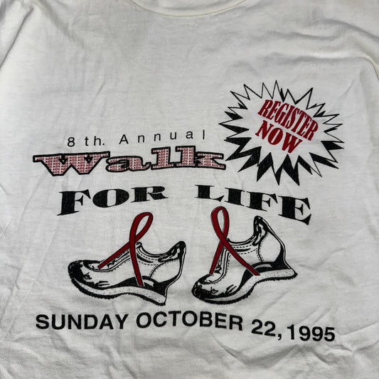 Walk for Aids VTG T Shirt 1995 Single Stitch 90s Life Support Medical Graphic US