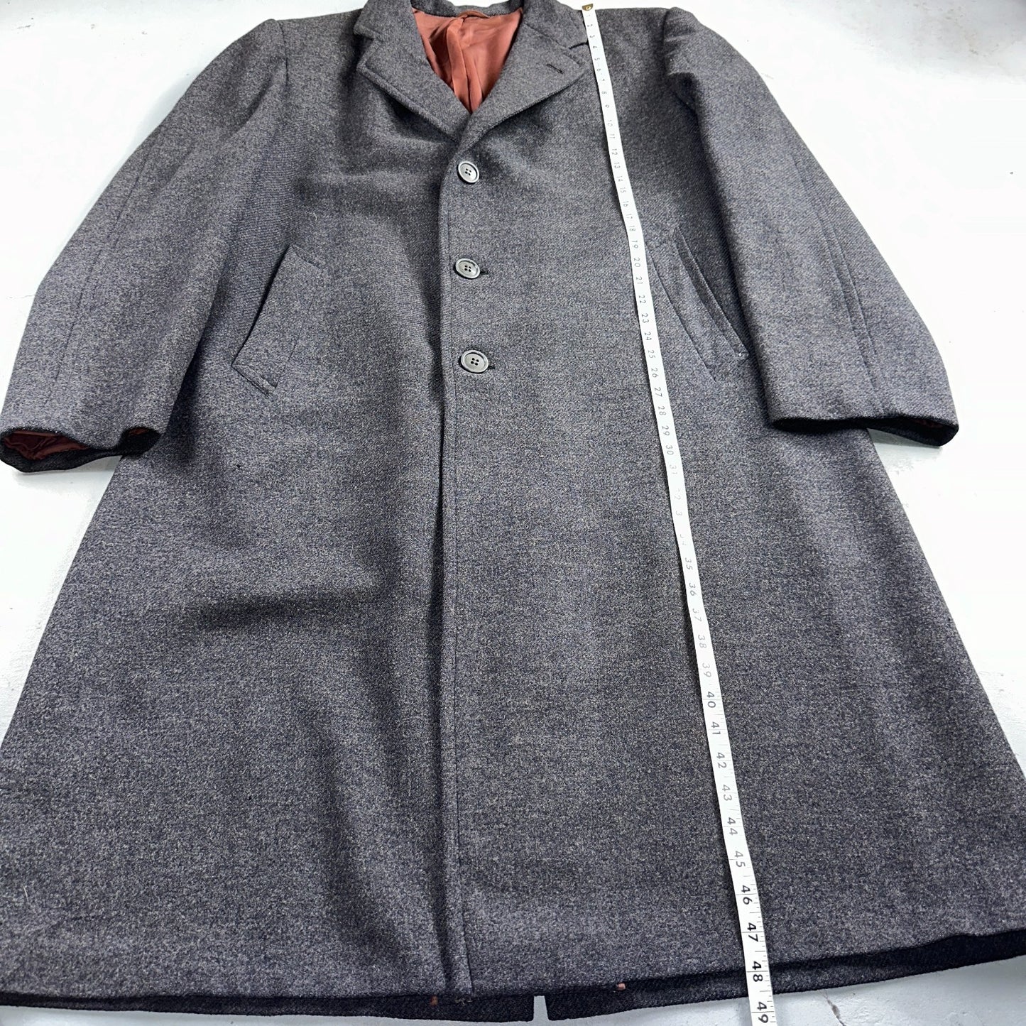 VTG Edward Chapman 1948 Vancouver BC Mens Overcoat Long Coat WWII 1940s Wool