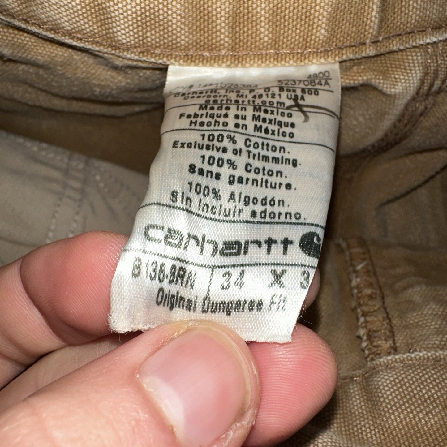 Carhartt VTG Double Knee Carpenter Pants USA B01 Brown Thrashed 34x34 Act 32x32