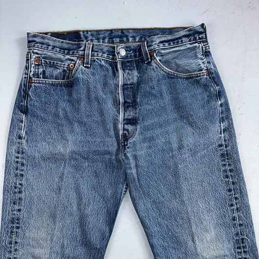 Levis 501 Vintage 90s USA XX Straight Leg Jeans Blue Light Wash 35x34 Act 32x30