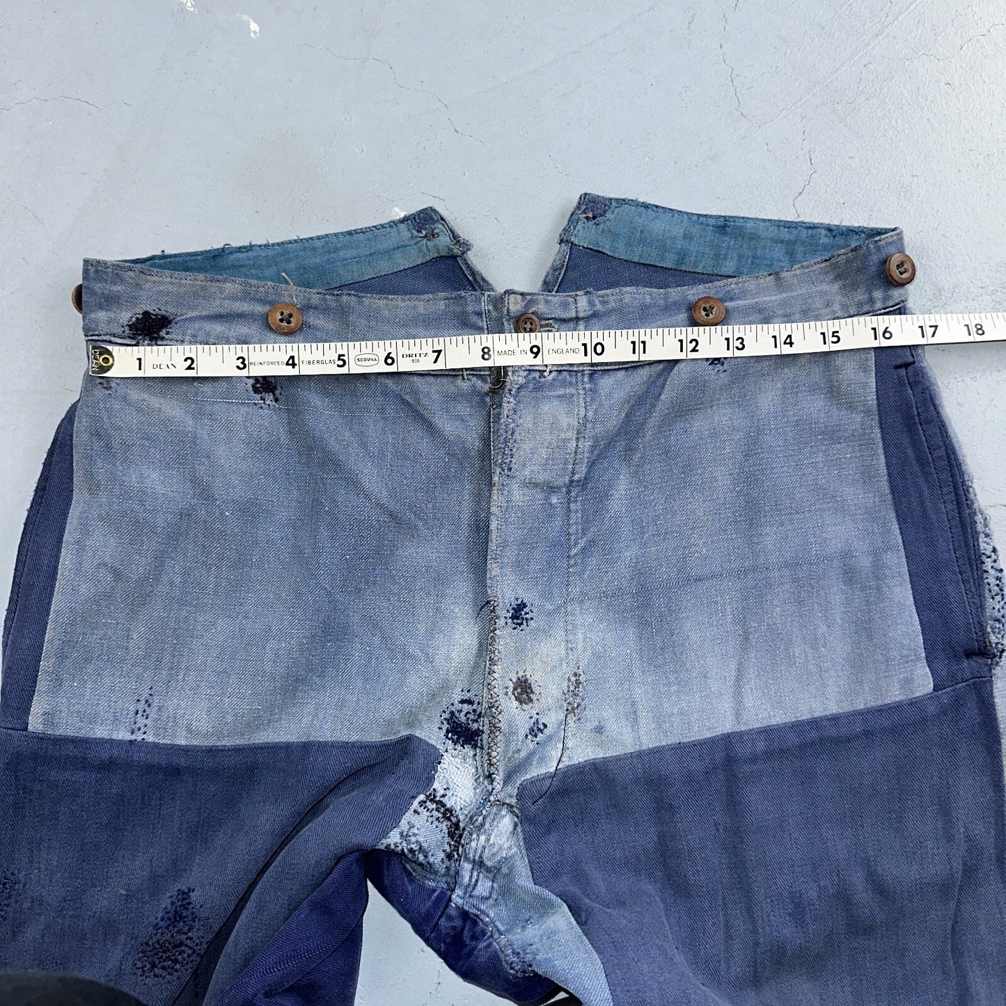 Vintage 1930s 1940s Buckleback Pants Denim Navy Blue Dungaree 30s 40s Rockabilly